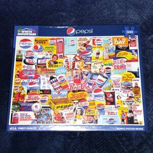 White Mountain Pepsi 500 Piece Puzzle Factory Sealed. NEW. Bonus Poster!